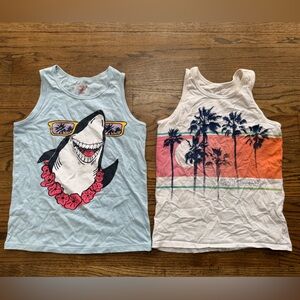 Boys Size 8 Tank Top Bundle | Cat & Jack Shark Graphic + GAP Surf Palm Tank